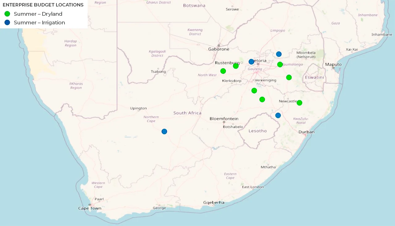 Graph showing the dryland and irrigation area coverage